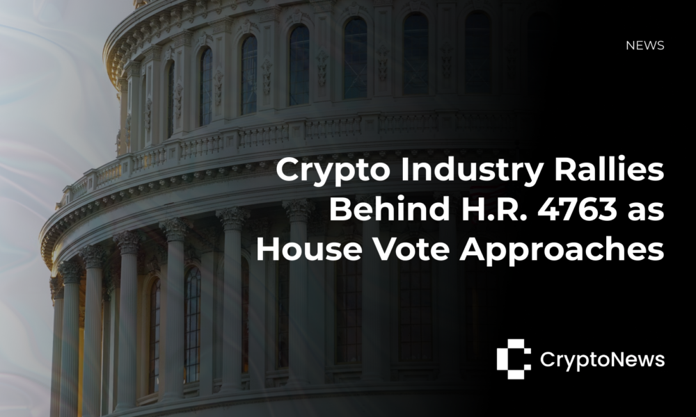 U.S. Capitol building with headline: Crypto Industry Rallies Behind H.R. 4763 as House Vote Approaches - CryptoNews