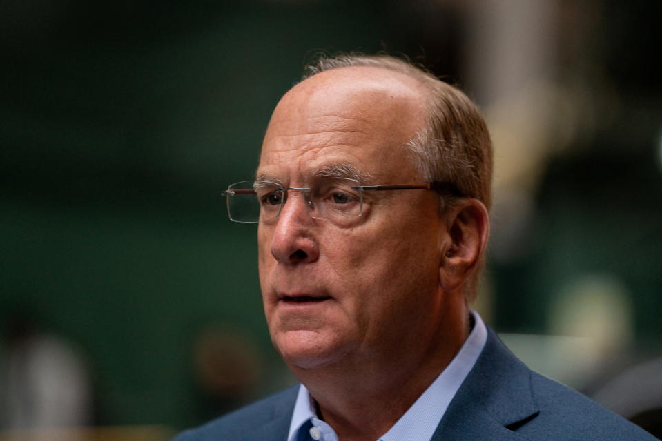 Larry Fink, Chairman and CEO of BlackRock, arrives at the DealBook Summit in New York City, U.S., November 30, 2022. REUTERS/David 'Dee' Delgado