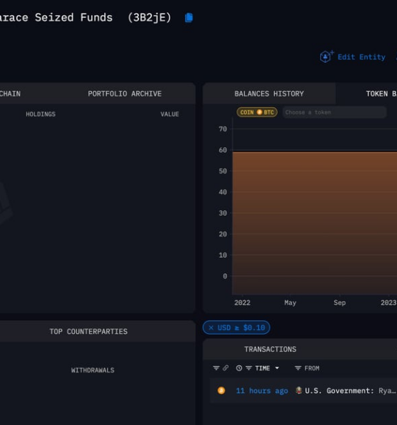 US government moves $4 million in Bitcoin (BTC) seized from Ryan Farace, data shows